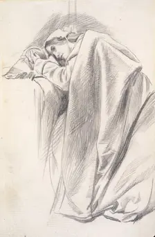 Study of a Draped Female Figure, Reclining, c1843-1891. Creator: Charles Samuel Keene