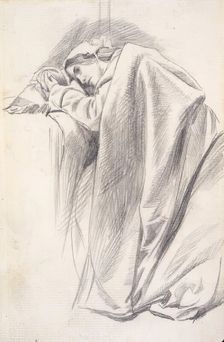 Study of a Draped Female Figure, Reclining, c1843-1891. Creator: Charles Samuel Keene
