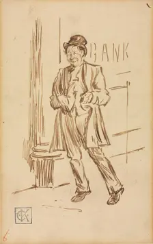 Study of a Drunken Man Passing a Bank. Creator: Charles Samuel Keene (British, 1823-1891)