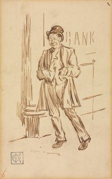 Study of a Drunken Man Passing a Bank. Creator: Charles Samuel Keene (British, 1823-1891)