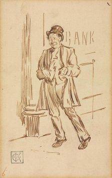 Study of a Drunken Man Passing a Bank. Creator: Charles Samuel Keene (British, 1823-1891)