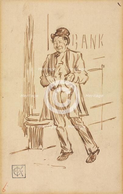 Study of a Drunken Man Passing a Bank. Creator: Charles Samuel Keene (British, 1823-1891).