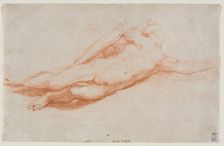 Study of a Fallen Soldier (possibly the Conversion of Saul) (recto)..., c. 1525. Creator: Correggio (Italian, 1489?-1534), attributed to