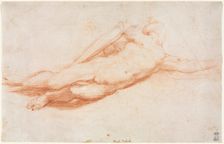 Study of a Fallen Soldier (possibly the Conversion of Saul) (recto), c. 1525. Creator: Correggio (Italian, 1489?-1534), attributed to