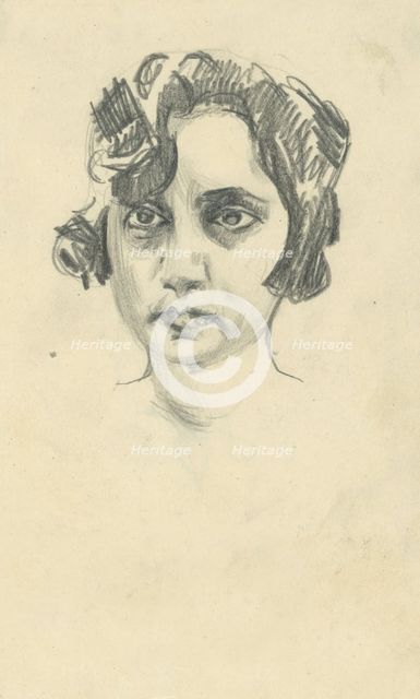 Study of a female head, 1918-1922. Creator: Konstantin Bauer.