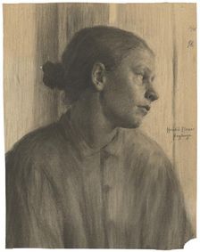 Study of a female head in profile, 1898. Creator: Elemír Halász-Hradil