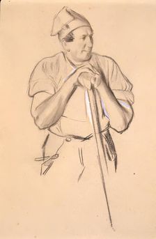 Study of a Fisherman verso:Study of a Girl In Mid-Victorian Dress, 1850-1891. Creator: Charles Samuel Keene