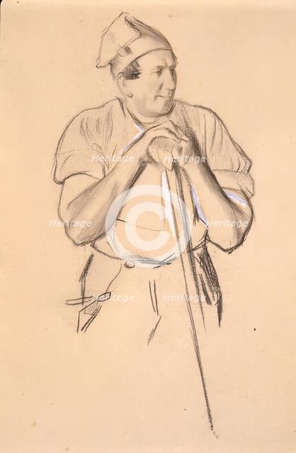 Study of a  Fisherman verso:Study of a Girl In Mid-Victorian Dress, 1850-1891. Creator: Charles Samuel Keene.