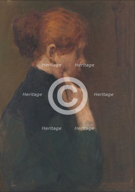 Study of a Girl Lost in Thought, 1903. Creator: Elemír Halász-Hradil.
