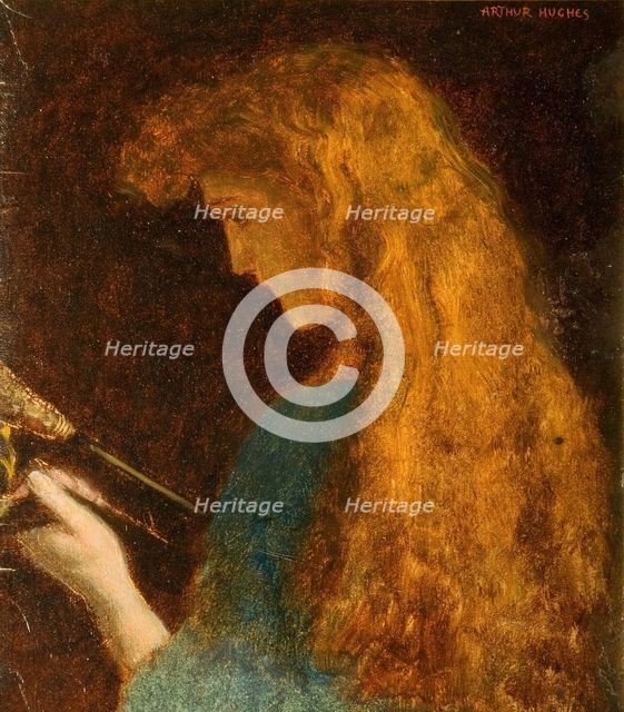 Study of a Girl's Head, 1880-1886. Creator: Arthur Hughes.