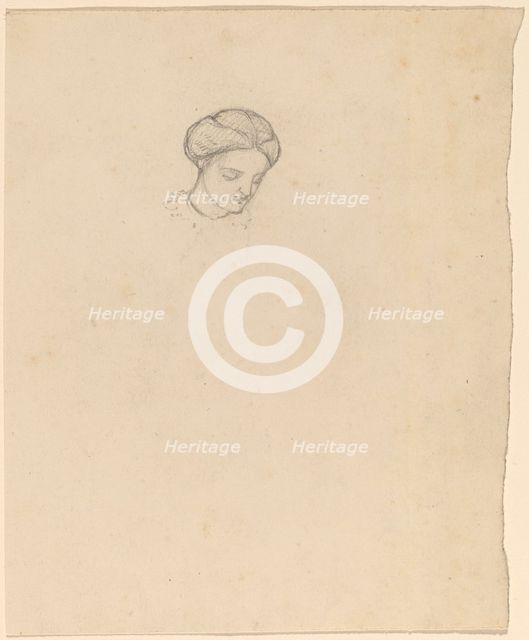 Study of a Girl's Head, c. 1858. Creator: Elihu Vedder.