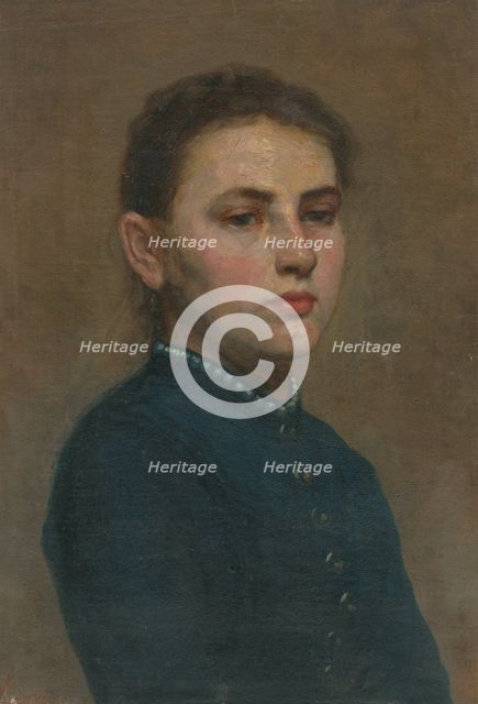 Study of a Girl with White Garnet, 1887. Creator: Jozef Hanula.
