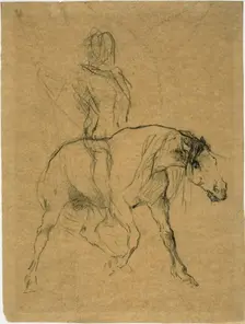 Study of a Horse and Rider, c. 1874. Creator: Jules Elie Delaunay