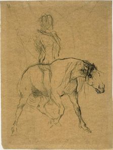Study of a Horse and Rider, c. 1874. Creator: Jules Elie Delaunay