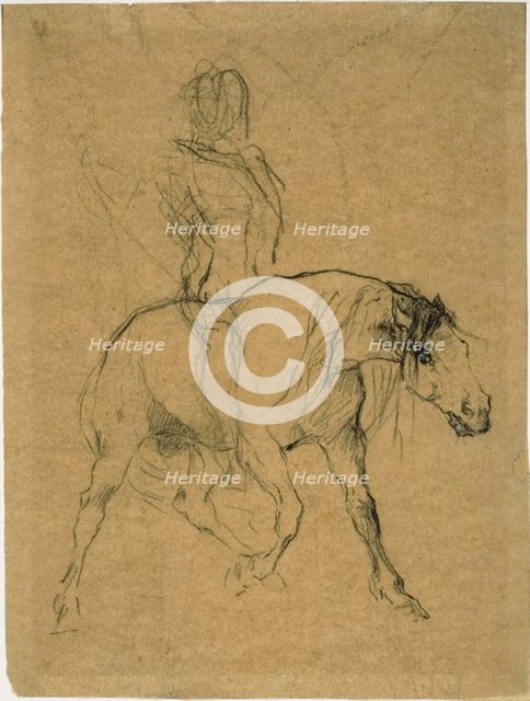 Study of a Horse and Rider, c. 1874. Creator: Jules Elie Delaunay.