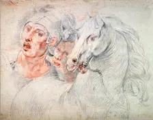 Study of a horse and two Soldiers early 17th century. Artist: Giuseppe Cesari