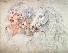 Study of a horse and two Soldiers early 17th century. Artist: Giuseppe Cesari