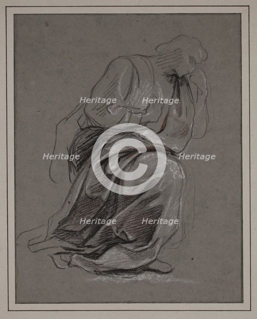 Study of a Kneeling Man, between late 17th and early 18th century. Creator: Charles-Antoine Coypel.