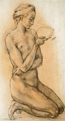 Study of a Kneeling Nude Girl for "The Entombment", ca 1500-1501. Creator: Buonarroti, Michelangelo (1475-1564)