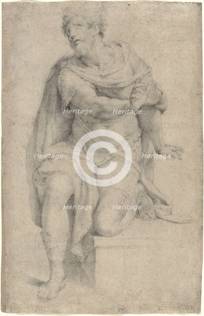 Study of a Kneeling Saint, 1570/75. Creator: Orazio Samacchini.