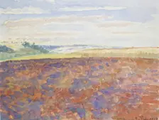 Study of a landscape with a ploughed field, Eragny-sur-Epte, c1886-1890. Artist: Camille Pissarro