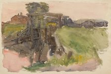 Study of a landscape with river and lock gates, c1875-1944. Creator: George Clausen