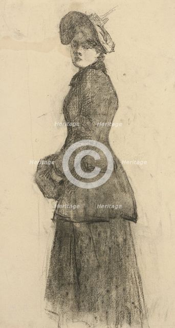 Study of a Lady with a Muff, 1888-1893. Creator: Akos von Aranyossy.