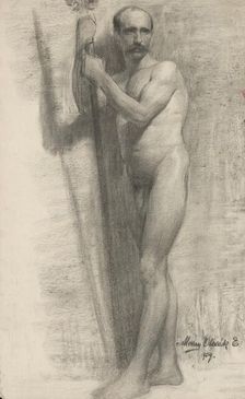 Study of a man leaning on a stick, 1909. Creator: Emil Alexay-Olexák