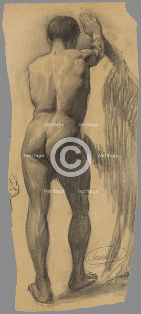 Study of a man leaning on a wall, 1910-1920. Creator: Emil Alexay-Olexák.