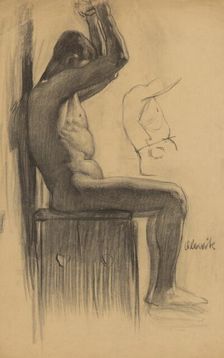 Study of a man sitting on a chair, 1910-1920. Creator: Emil Alexay-Olexák