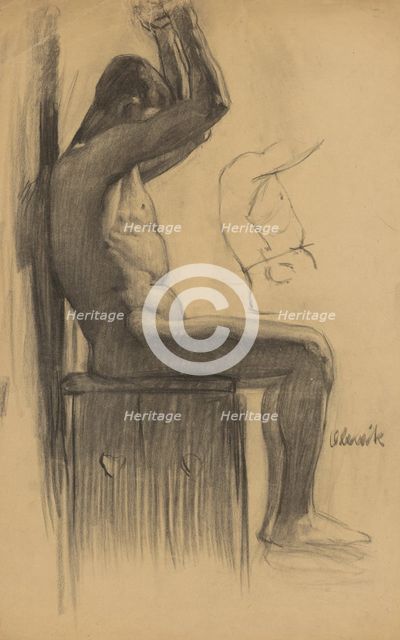 Study of a man sitting on a chair, 1910-1920. Creator: Emil Alexay-Olexák.