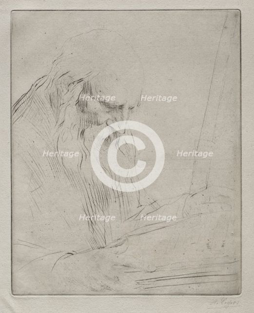 Study of a Man Reading. Creator: Alphonse Legros (French, 1837-1911).