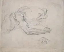 Study of a Man rising from the Ground, 16th century. Artist: Michelangelo Buonarroti