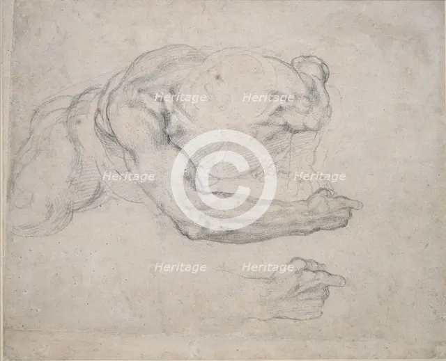 Study of a Man rising from the Ground, 16th century. Artist: Michelangelo Buonarroti.