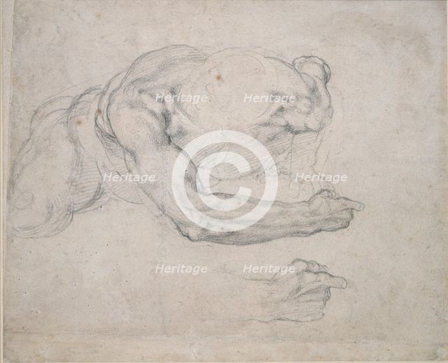 Study of a Man rising from the Ground, 16th century. Artist: Michelangelo Buonarroti.