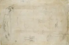 Study of a Man's Arm and some architectural sketches, c1490-1560. Artist: Michelangelo Buonarroti