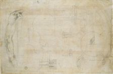 Study of a Man's Arm and some architectural sketches, c1490-1560. Artist: Michelangelo Buonarroti