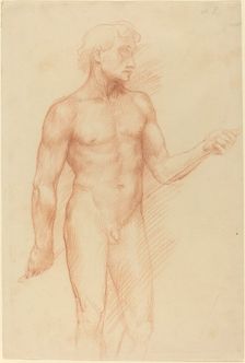 Study of a Man's Figure, Holding Rod behind Back. Creator: Alphonse Legros