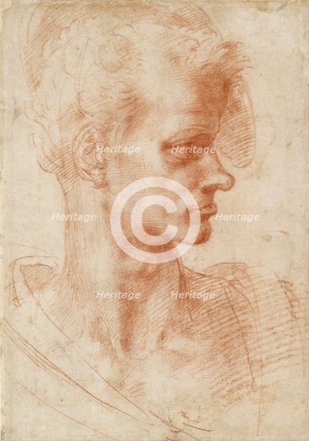 Study of a Man's Head, 1501-1505.  Creator: Michelangelo Buonarroti.