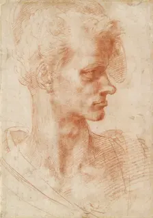 Study of a Man's Head, 1501-1505. Creator: Michelangelo Buonarroti