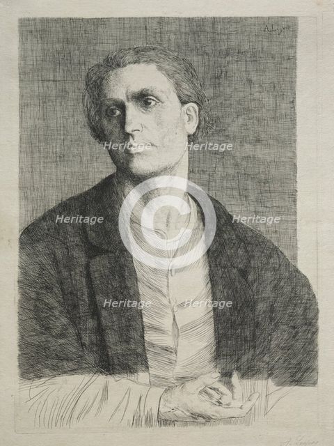 Study of a Man's Head. Creator: Alphonse Legros (French, 1837-1911).