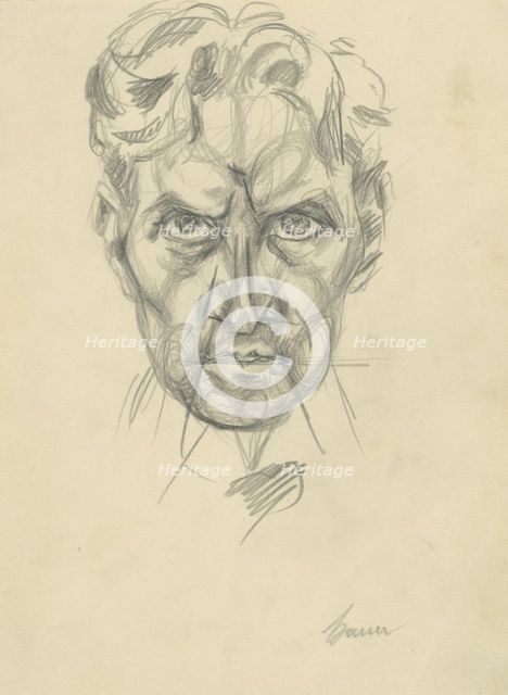 Study of a Man's Head en Face, 1922-1926. Creator: Konstantin Bauer.