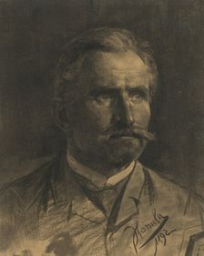 Study of a Man's Head with a Beard and Moustache, 1892. Creator: Jozef Hanula
