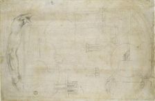 Study of a Man's Arm and some architectural sketches, c1490-1560. Artist: Michelangelo Buonarroti