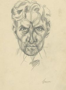 Study of a Man's Head en Face, 1922-1926. Creator: Konstantin Bauer