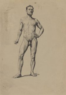 Study of a male nude, 1850-1855. Creator: Janos Fadrusz
