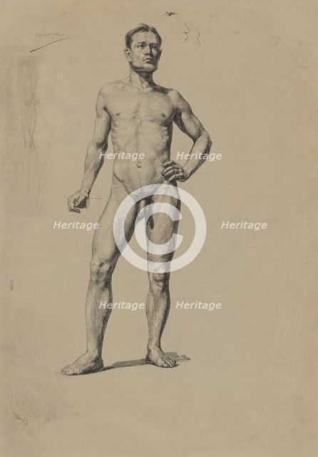 Study of a male nude, 1850-1855. Creator: Janos Fadrusz.