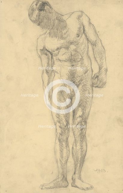 Study of a male nude, 1943. Creator: Emil Alexay-Olexák.