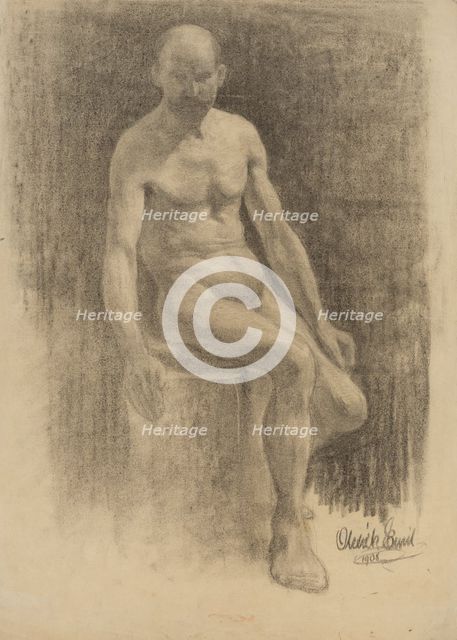Study of a male nude, 1908. Creator: Emil Alexay-Olexák.