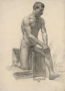 Study of a male nude, 1909. Creator: Emil Alexay-Olexák